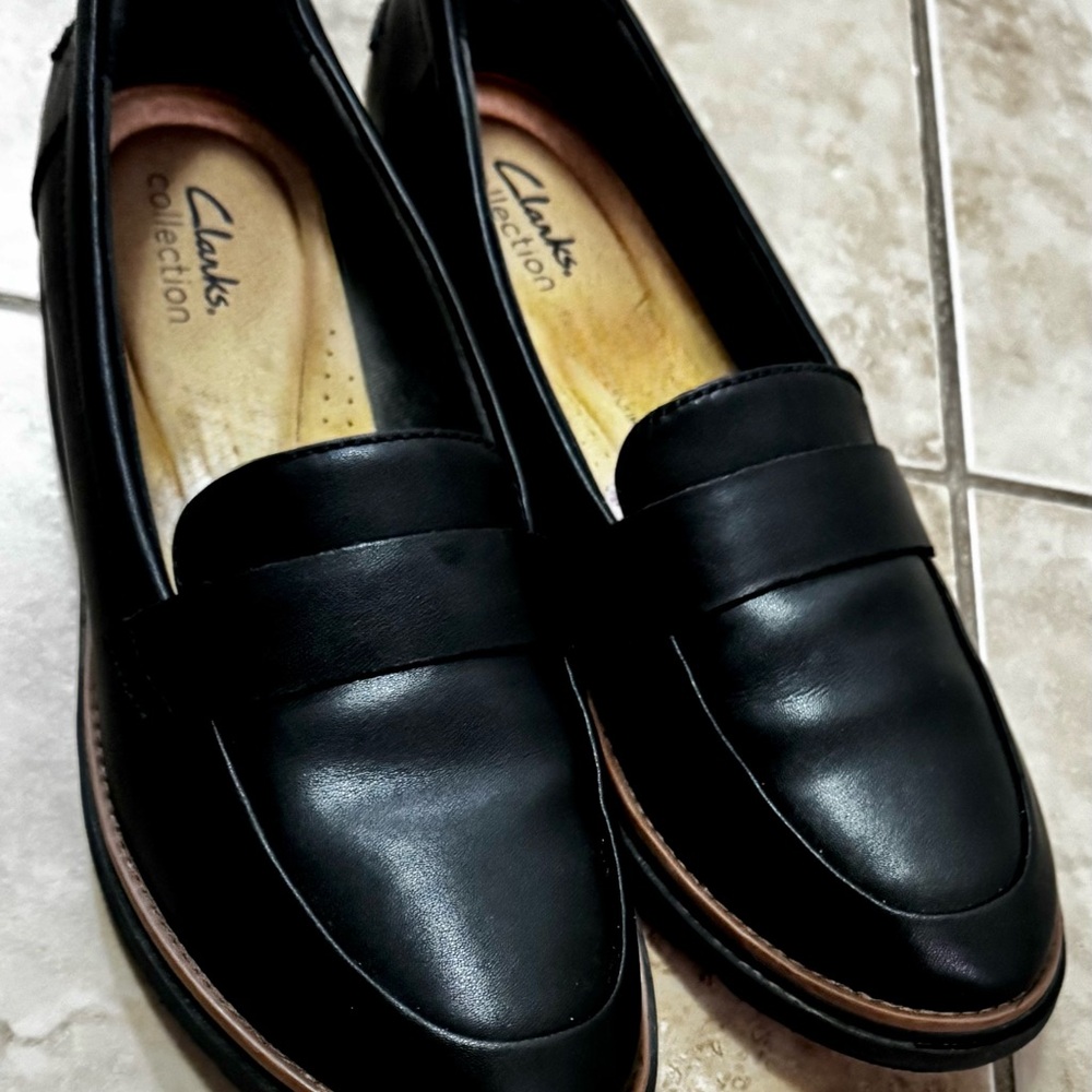 Clarks Black Leather Loafers